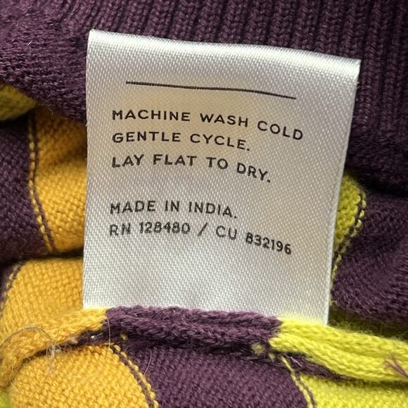 Pact Organic Cotton Rainbow Striped Sweater Pullover V Neck Women's Size Small - Picture 4 of 7